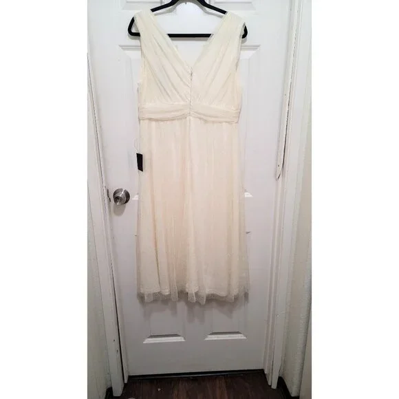 NWT! Lulus Mesmerized By You Cream Dotted Tulle Midi Dress - Picture 6 of 13